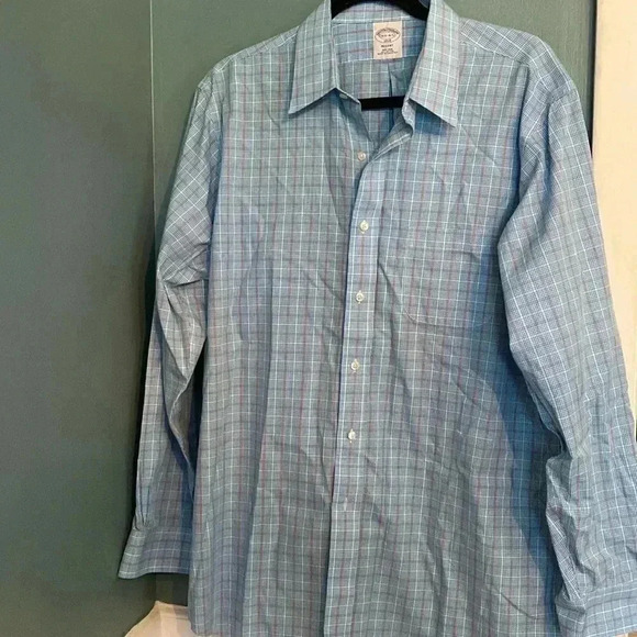 Brooks Brothers men’s button down - blue/white/red check -  like new - size 16.5 - Picture 1 of 7